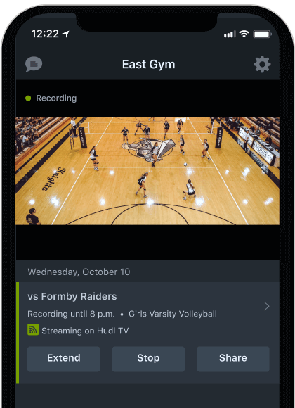 A mobile device demostrating the ability to schedule your Focus cameras to record games automatically
