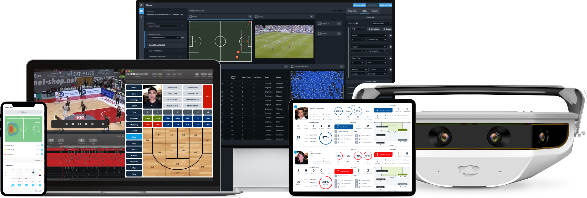 A collage of the various Hudl products for professional solutions