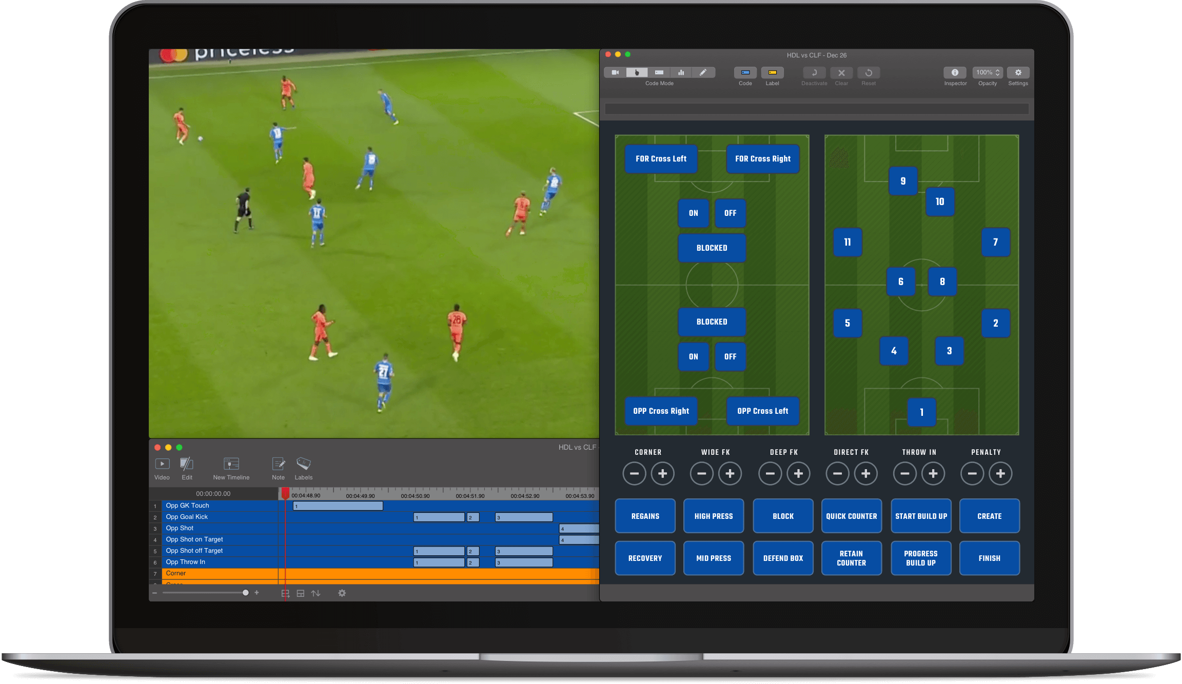 Screenshot of the Sportscode tagging interface